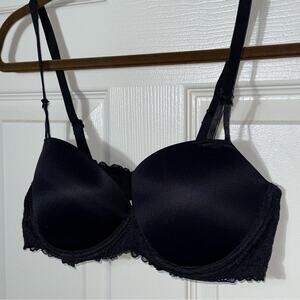 PINK Victoria's Secret Black Lace Push Up Balconette Bra Sz 38B